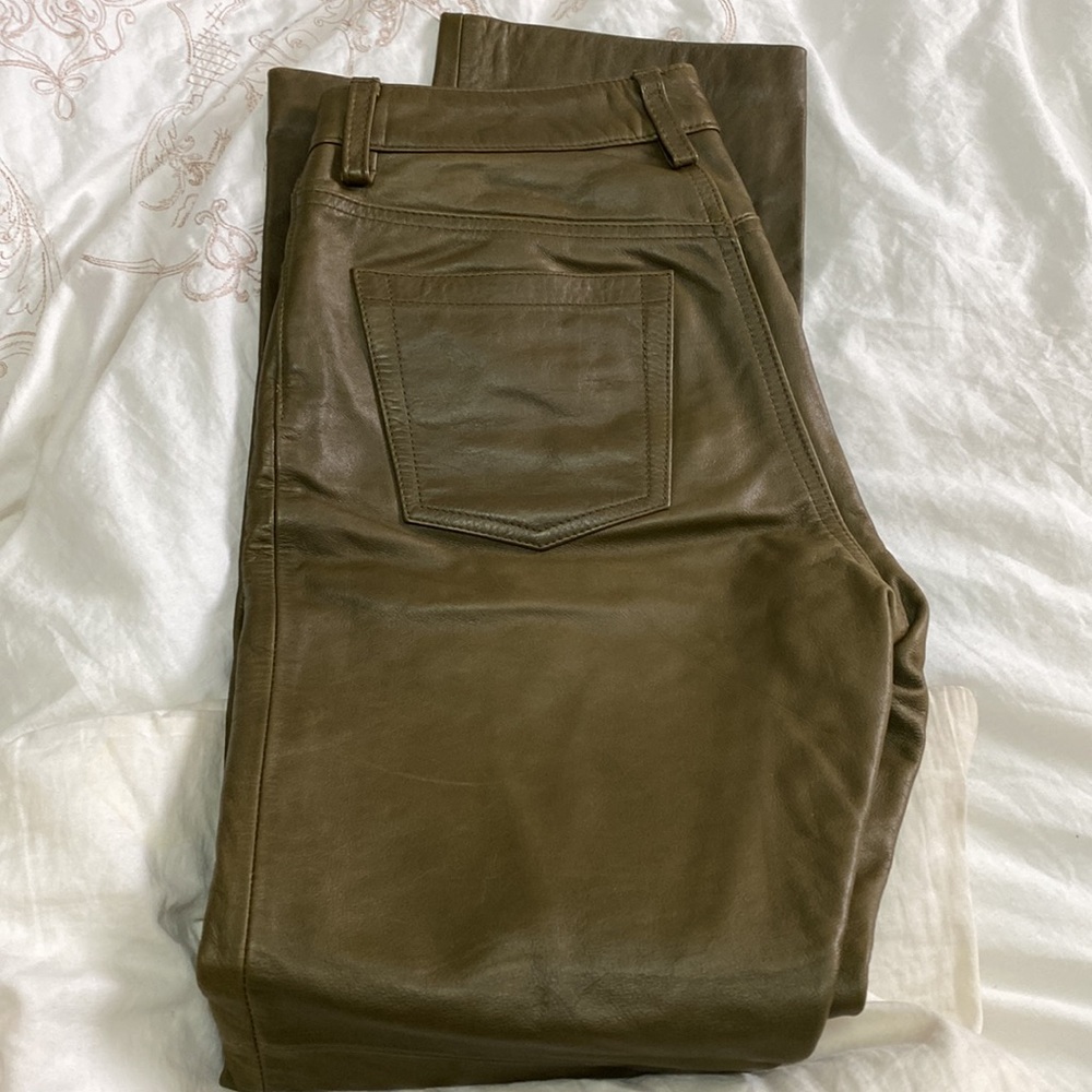 GAP Vintage Boot Cut Leather Pants Dark Green Size 2